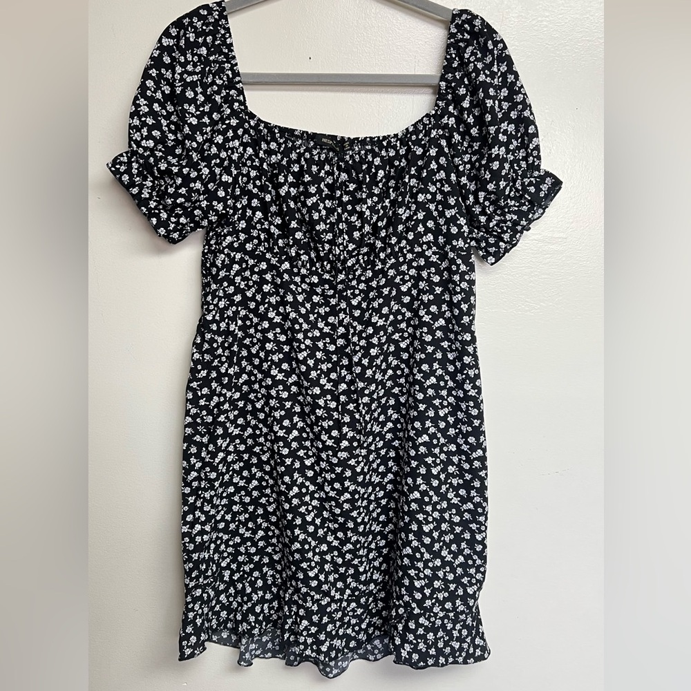 Floral Black and White Women's Dress